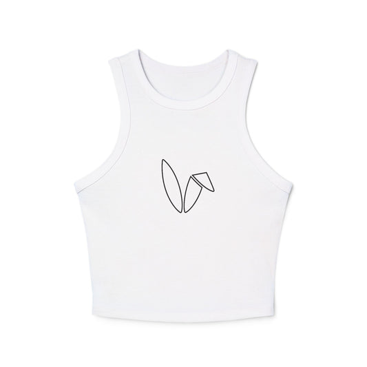 Minimalist Style Women's Micro Rib Racer Tank Top with Abstract Design