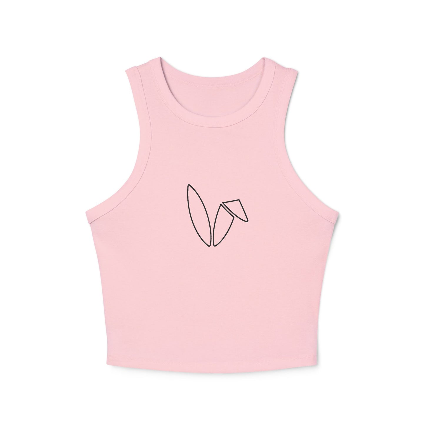 Minimalist Style Women's Micro Rib Racer Tank Top with Abstract Design